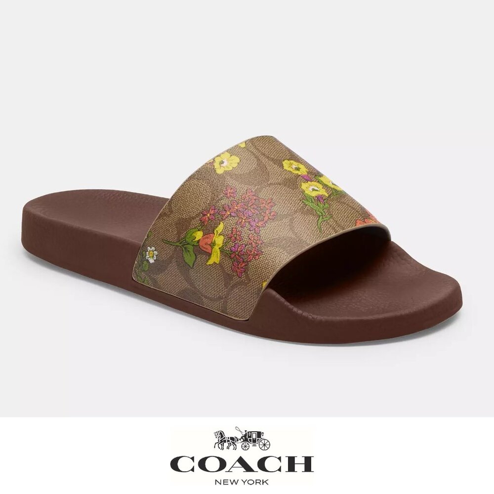 🌸🍃Coach Uli Sport Slide In Signature Canvas With Floral Print